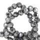 Faceted glass beads 4mm round Silver-pearl shine coating